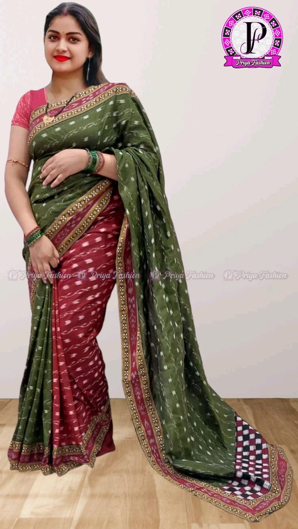 100499 Sambalpuri Handloom Cotton patchwork saree with Blause .