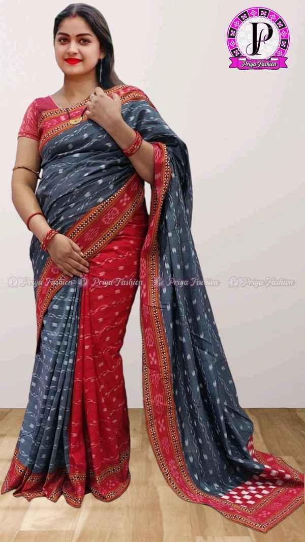 100493 Sambalpuri Handloom Cotton patchwork saree with Blause .