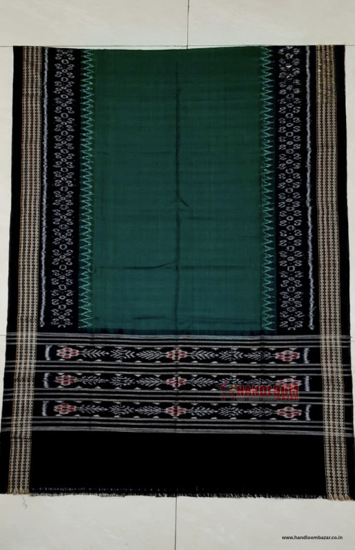 Sambalpuri Handloom Dupatta Green Colour in Black colour border H10056