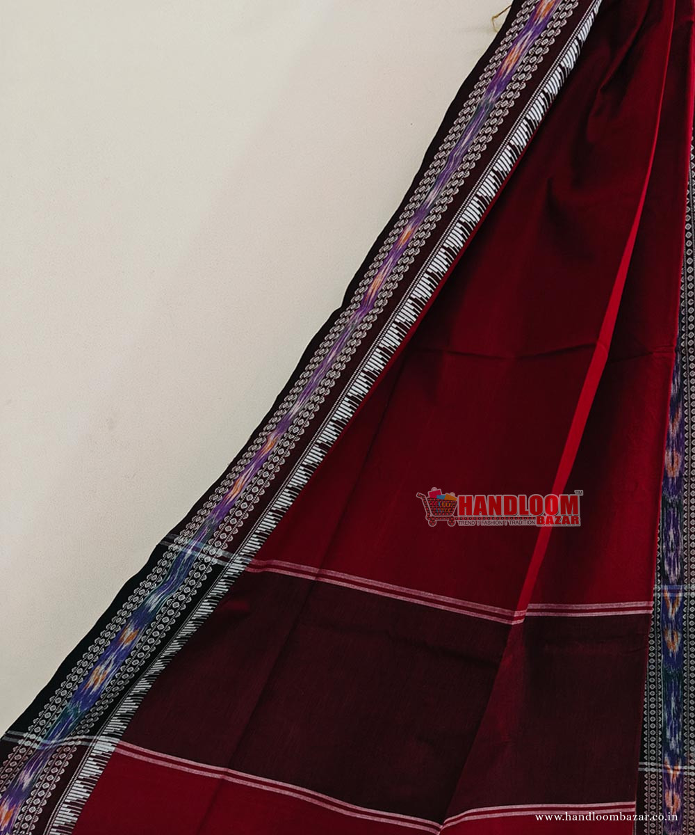 Maroon Sambalpuri Handwoven Single Ikat Cotton Dupatta SFCDUP2363