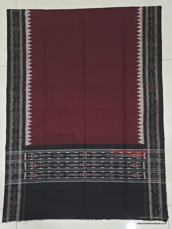 Sambalpuri Handloom Dupatta meroon Colour in Black colour border H10062