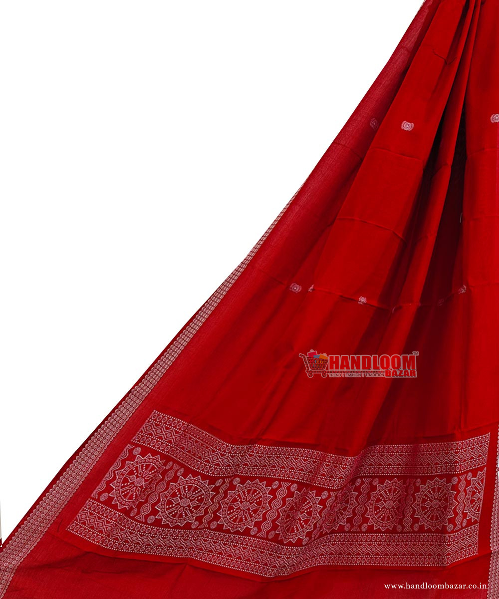 Red Sambalpuri Handwoven Cotton Dupatta SFCDUP2358