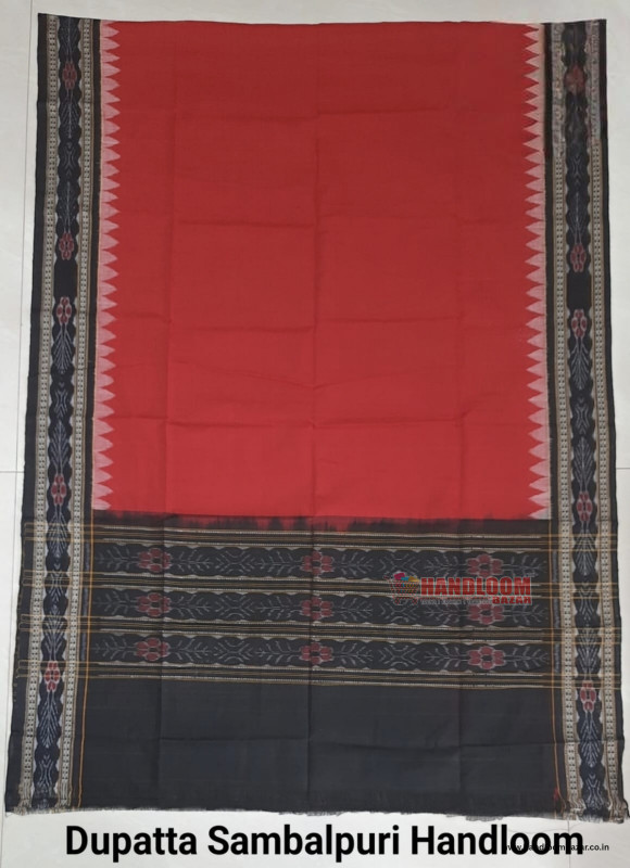 Sambalpuri Handloom Dupatta Red Colour in Black colour border H10064