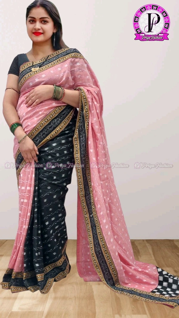 100501 Sambalpuri Handloom Cotton patchwork saree with Blause .