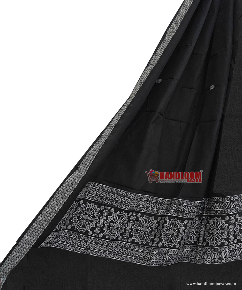 Black Sambalpuri Handwoven Cotton Dupatta SFCDUP2357