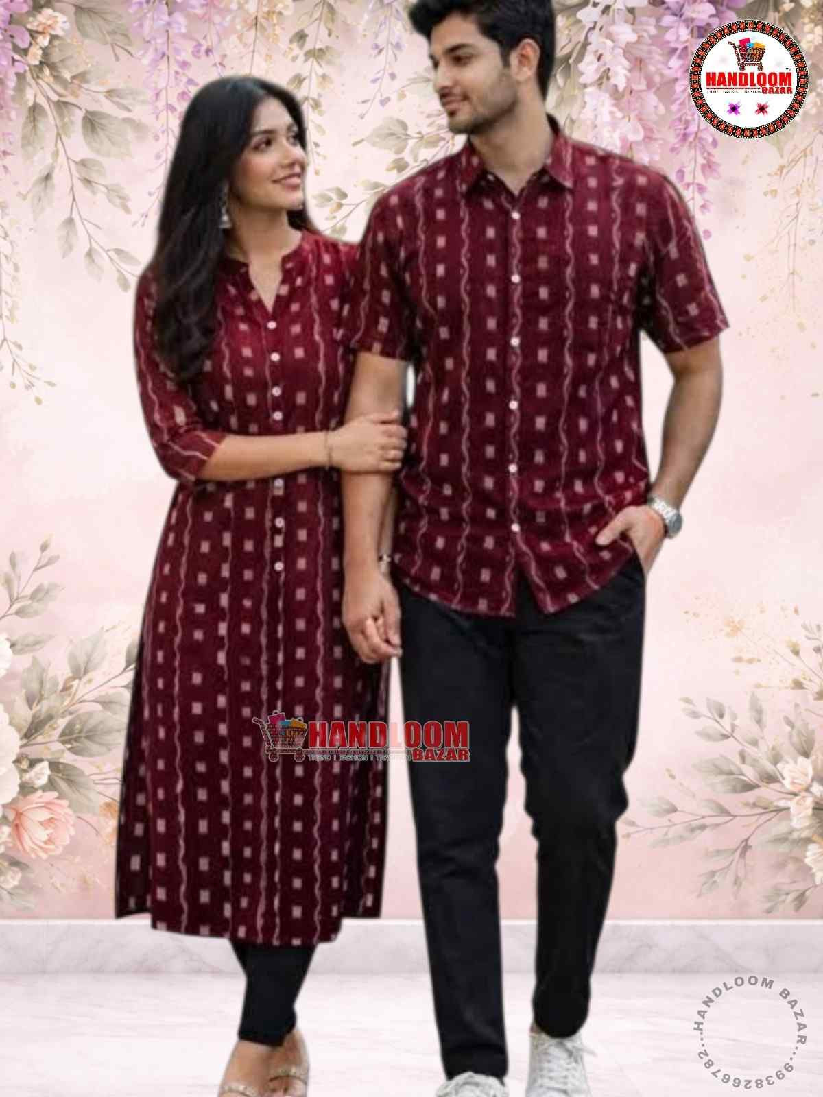 HB10002 Sambalpuri Couple Dress – Kurti with Matching Half Shirt