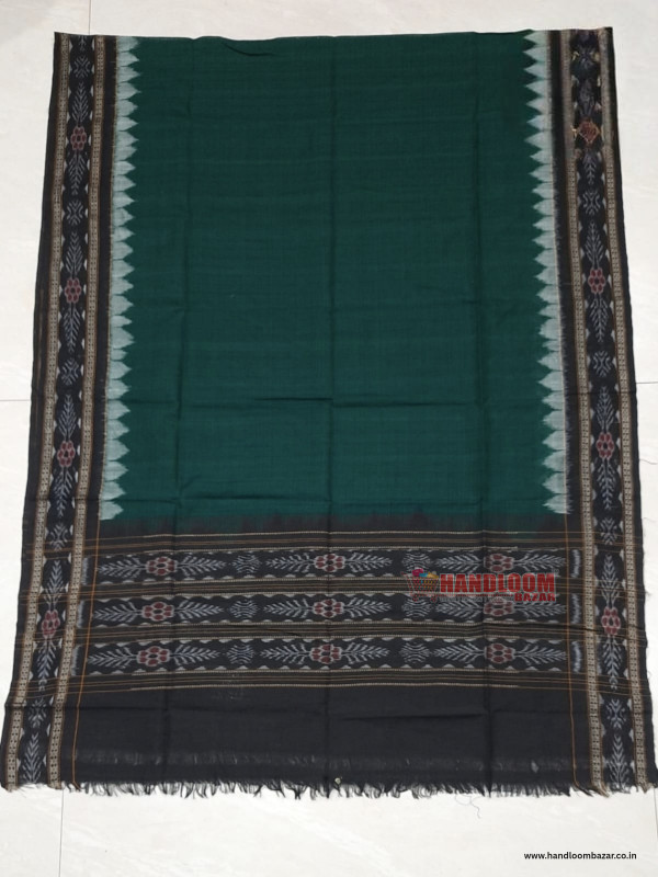 Sambalpuri Handloom Dupatta Green Colour in Black colour border H10057
