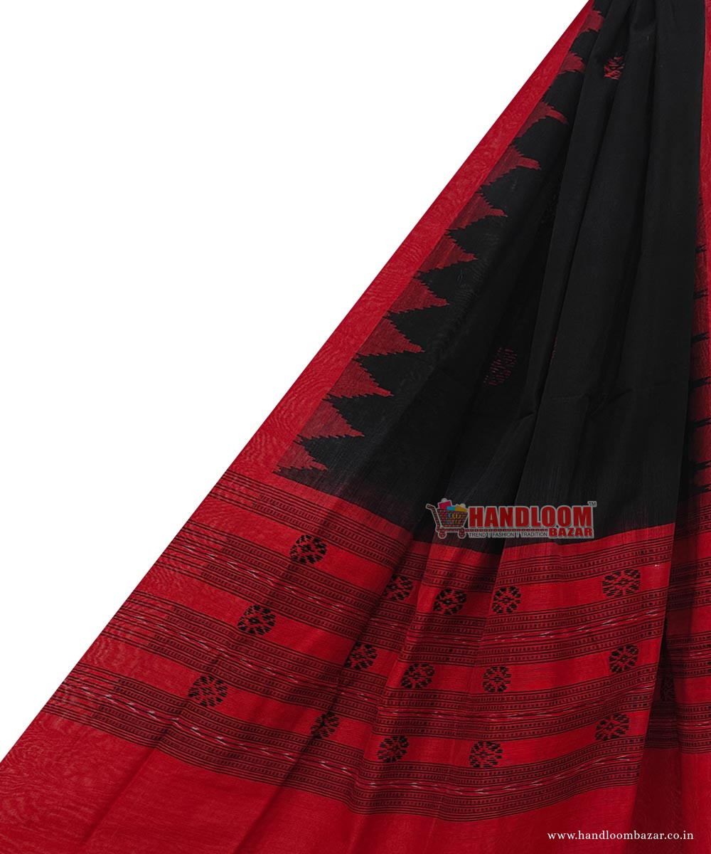Black Red Sambalpuri Handwoven Single Ikat Cotton Dupatta SFCDUP2166