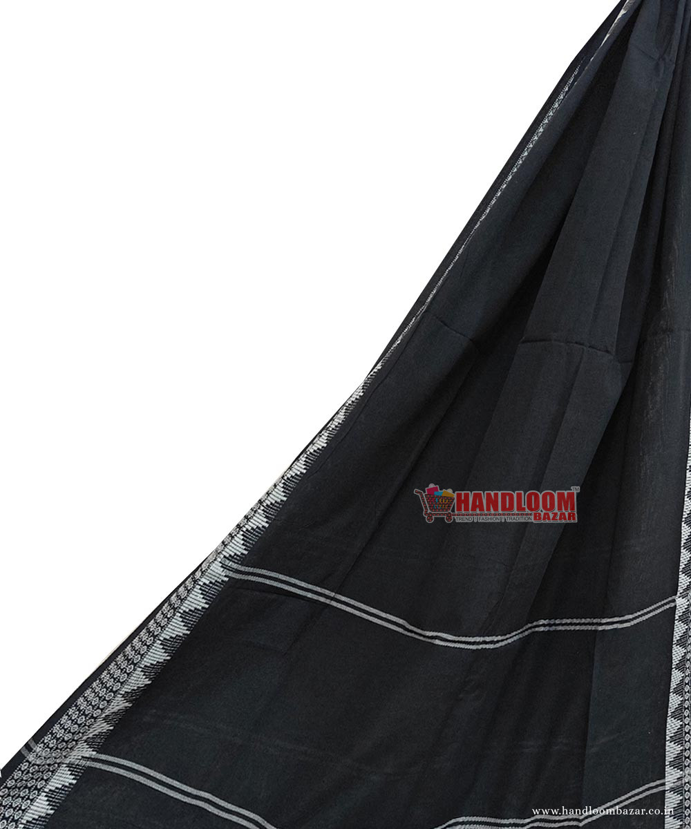 Black Sambalpuri Handwoven Single Ikat Cotton Dupatta SFCDUP2353