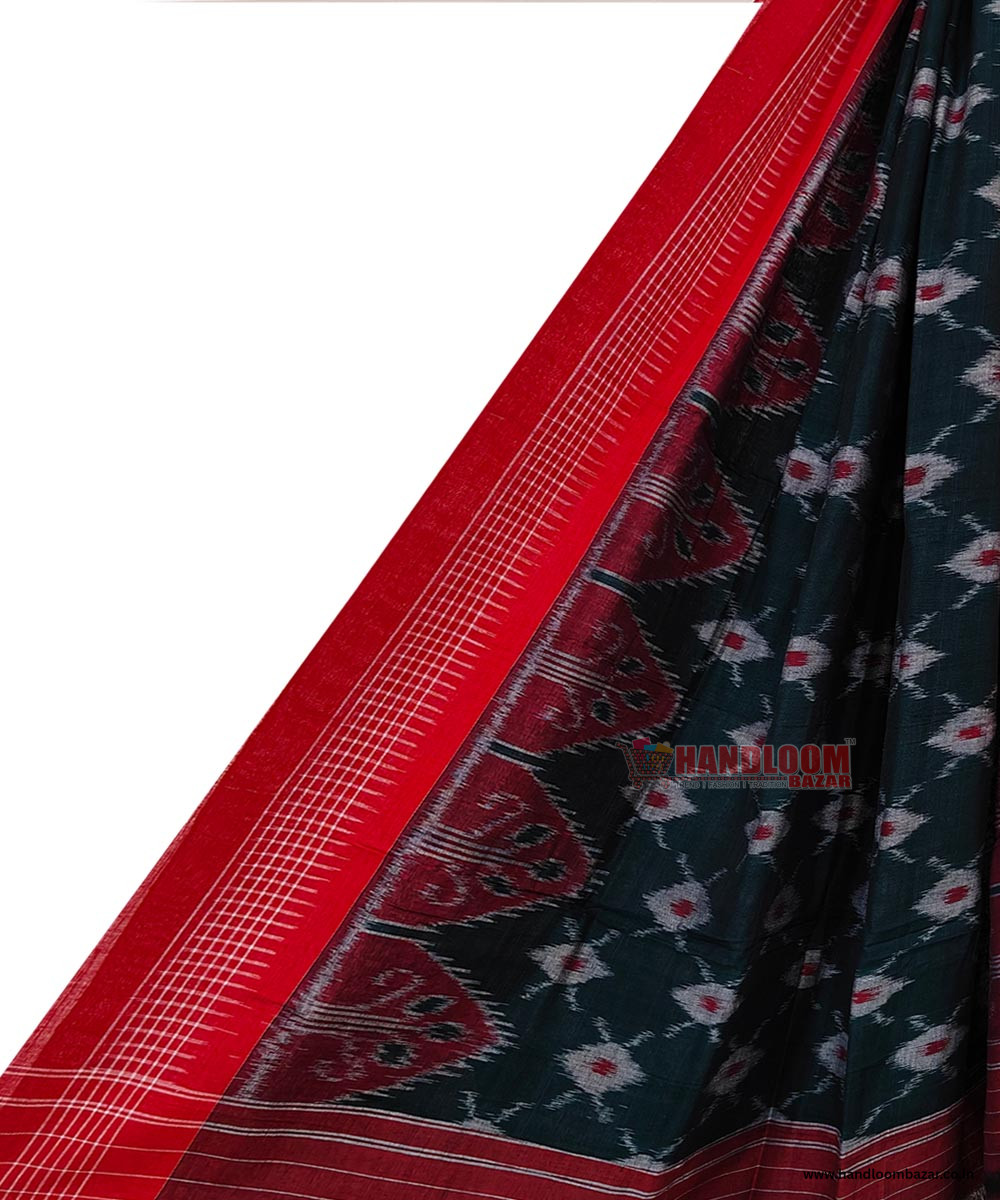 Green Sambalpuri Handwoven Cotton Dupatta SFCDUP1151