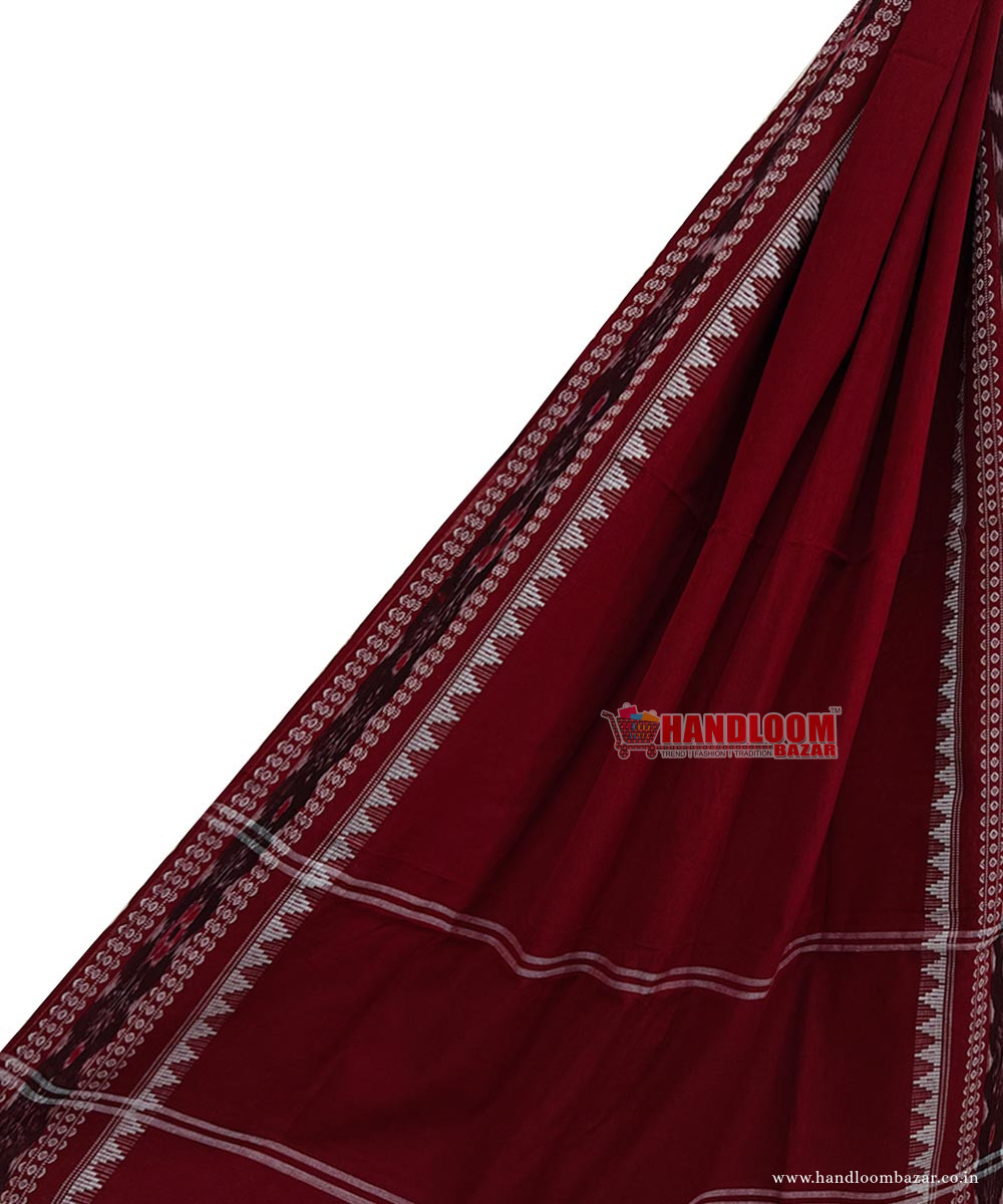 Maroon Sambalpuri Handwoven Single Ikat Cotton Dupatta SFCDUP2355