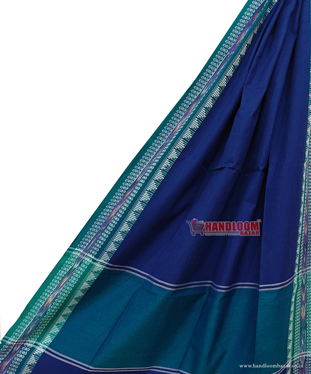 Blue Green Sambalpuri Handwoven Single Ikat Cotton Dupatta SFCDUP2401