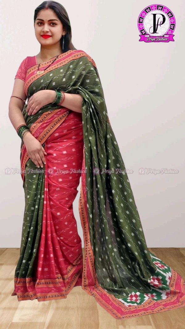 100498 Sambalpuri Handloom Cotton patchwork saree with Blause .