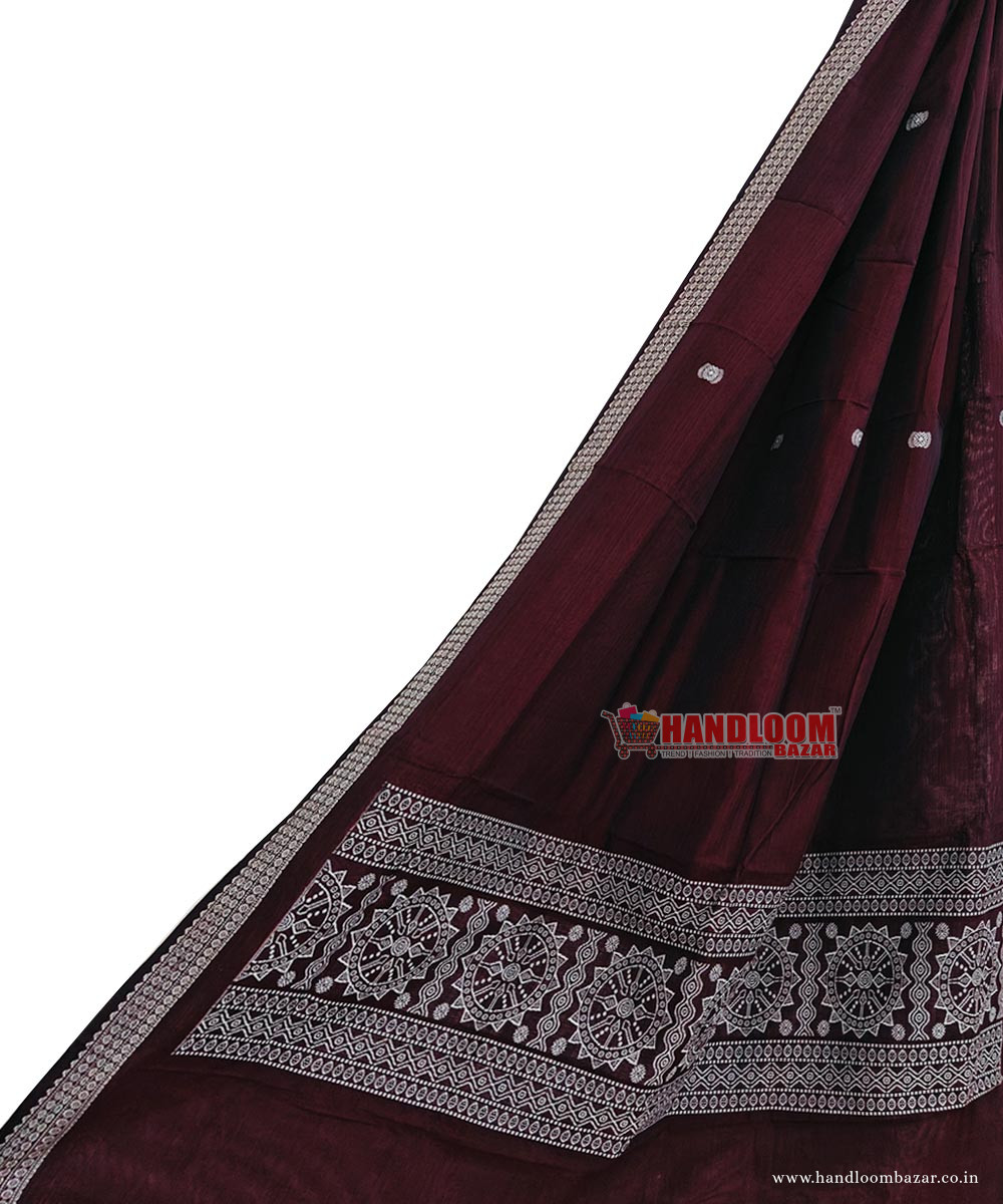 Maroon Sambalpuri Handwoven Cotton Dupatta SFCDUP2359