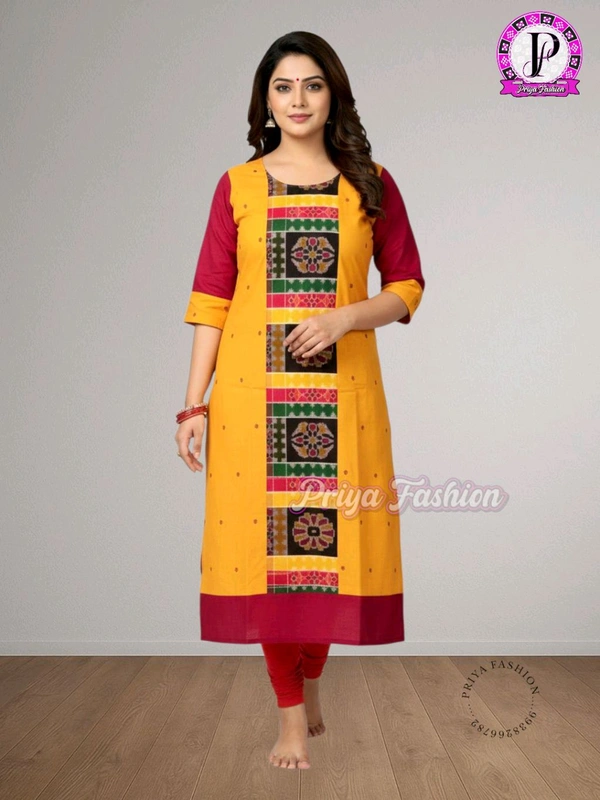 100514 Sambalpuri Handloom Cotton Stitching Kurti