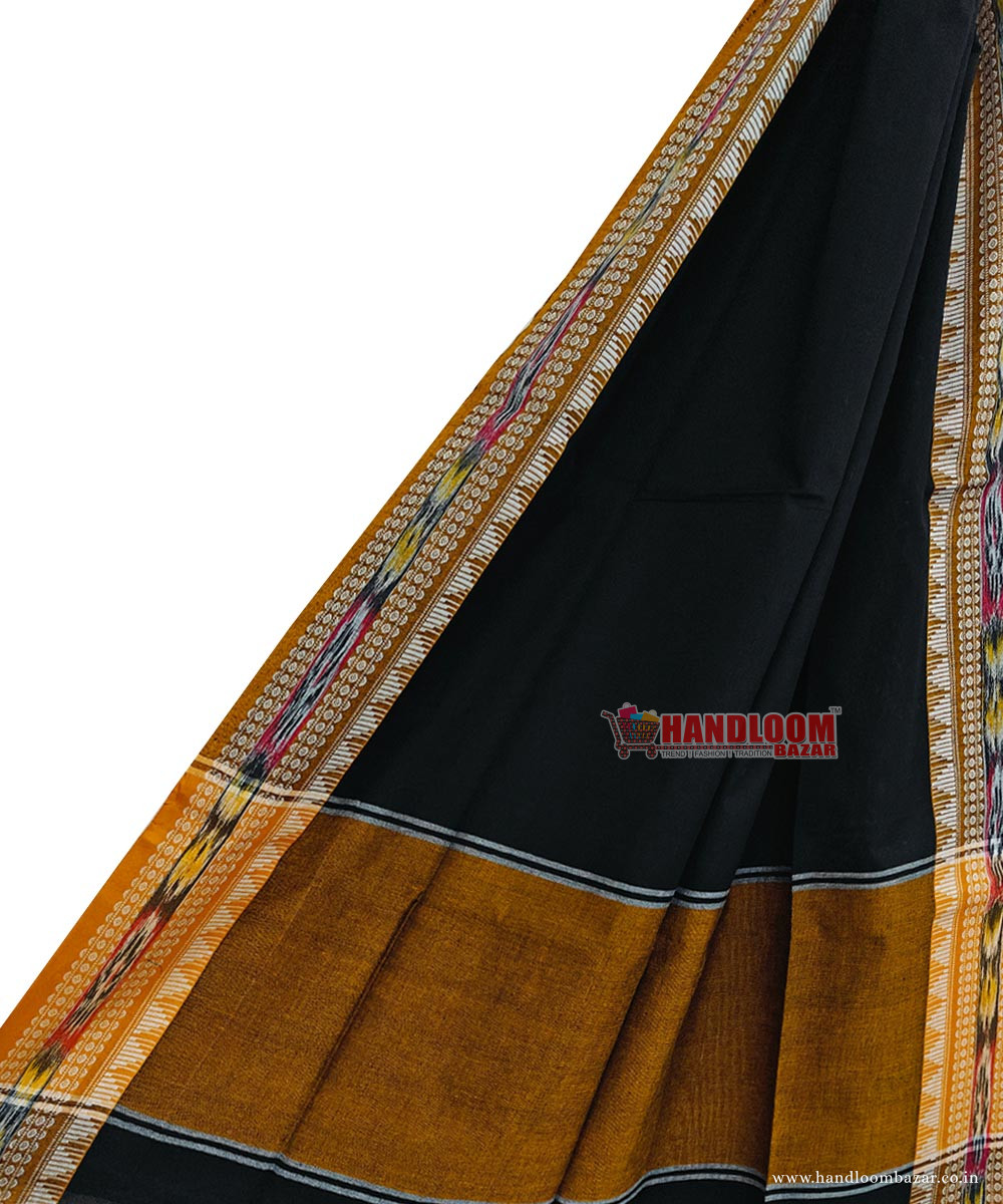 Black Sambalpuri Handwoven Single Ikat Cotton Dupatta SFCDUP2362