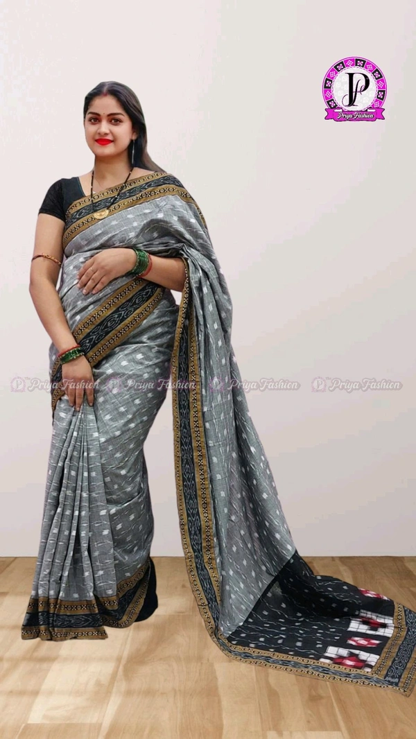 100494 Sambalpuri Handloom Cotton patchwork saree with Blause .