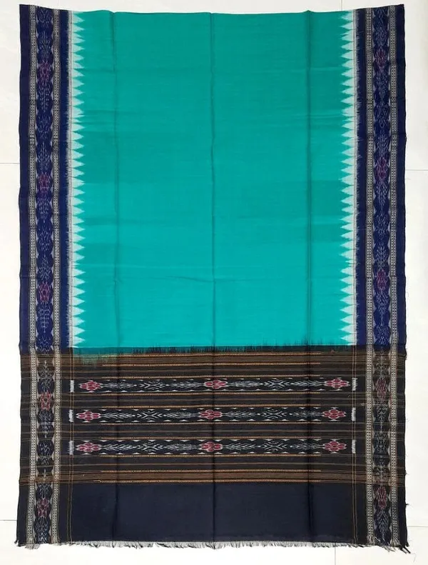 Sambalpuri Handloom Dupatta rama green Colour in blue colour border H11239