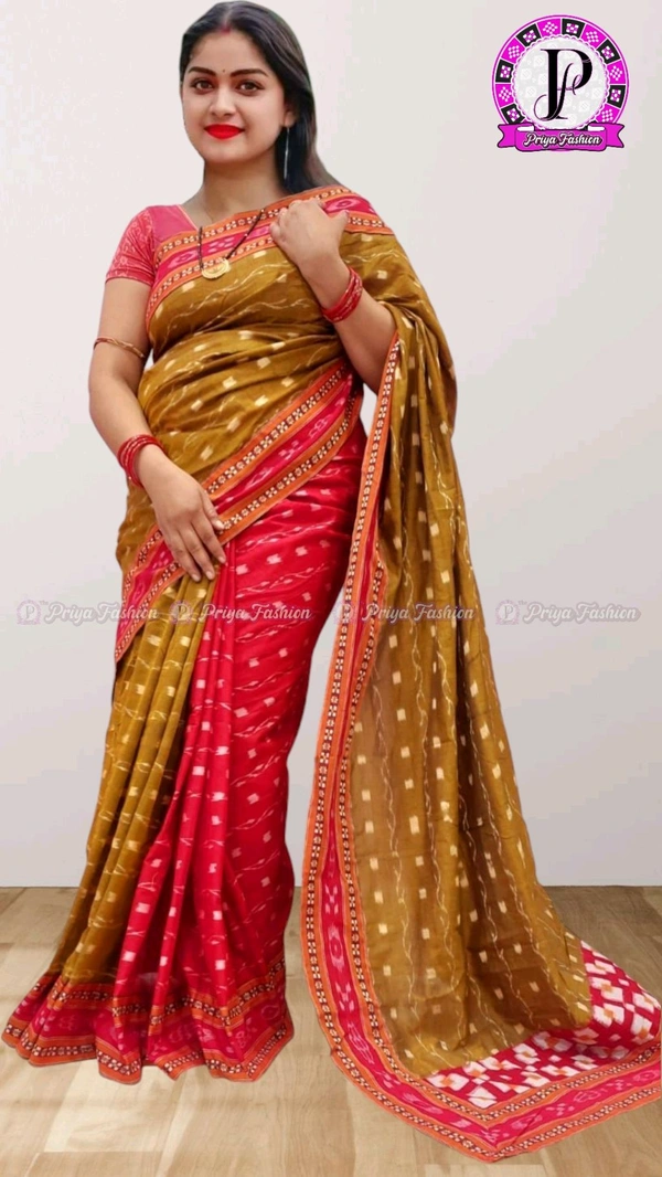 100500 Sambalpuri Handloom Cotton patchwork saree with Blause .