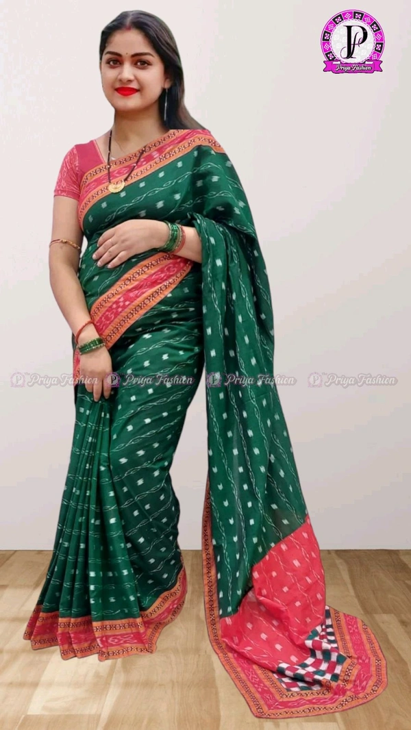 100502 Sambalpuri Handloom Cotton patchwork saree with Blause .