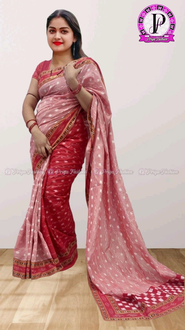 100503 Sambalpuri Handloom Cotton patchwork saree with Blause .
